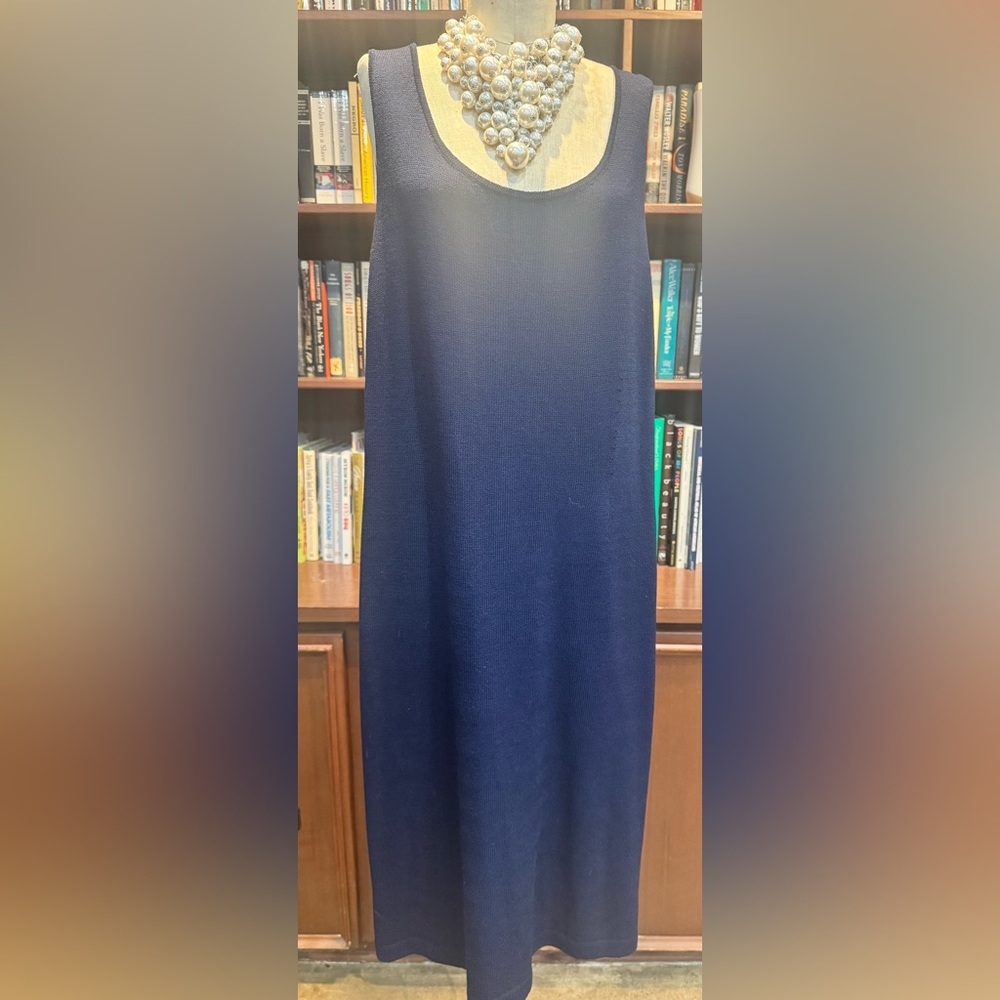 St. John Santana Knit Navy Blue Sheath Dress 16 XL